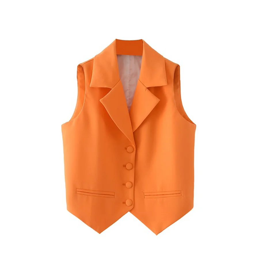 

Women's Suit Vest Elegant OL Waistcoat Fashion Orange Single Breasted Tailored Collar Formal Slim Fit Office Formal Work Wear