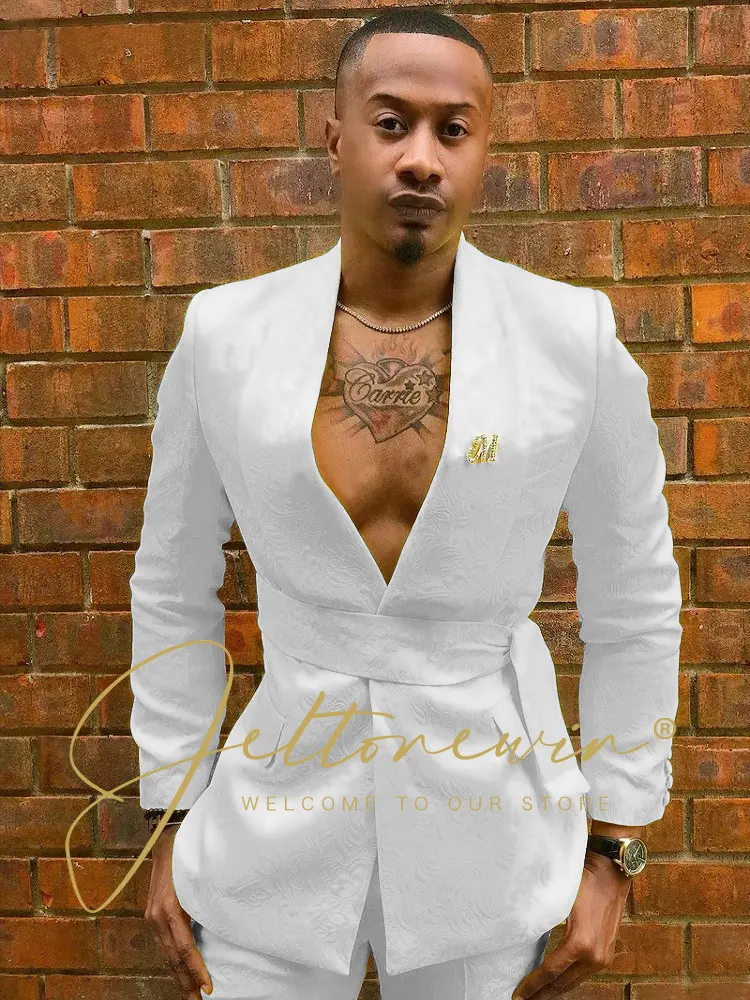 Костюм жаккардовый для мужчин приталенный свадебный смокинг жениха пиджак и