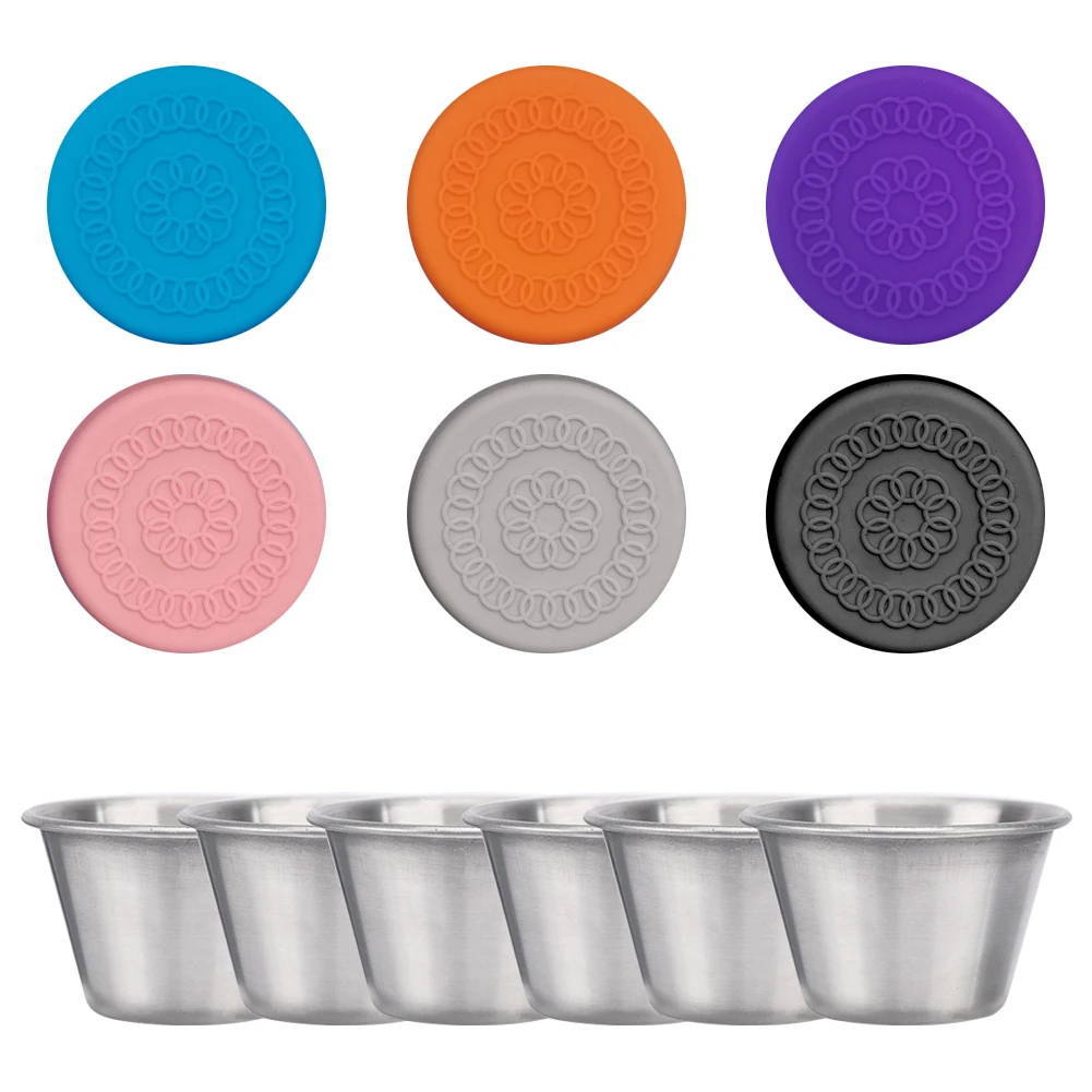 

6 шт. герметичный контейнер для приправ и салатов, легко открывающиеся пищевые маленькие чашки из нержавеющей стали, бэнто-бокс, погружной с...