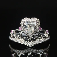fashion women heart white zircon bride wedding ring jewelry graceful bridal eternity ring trendy luxury jewelry wholesale