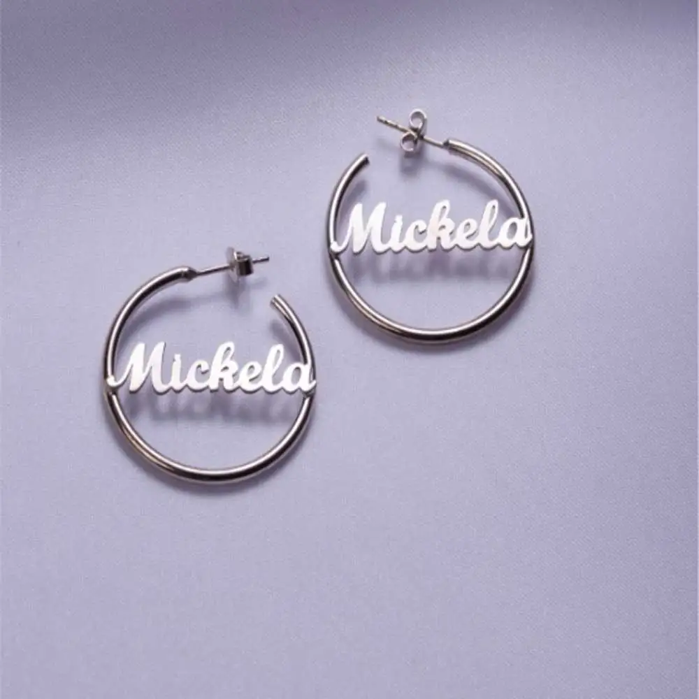 Custom Name Hoop Earrings for Women New Fashion Stainless Steel Designer Earrings Wedding Party Gifts Jewelry Pendientes De Aros