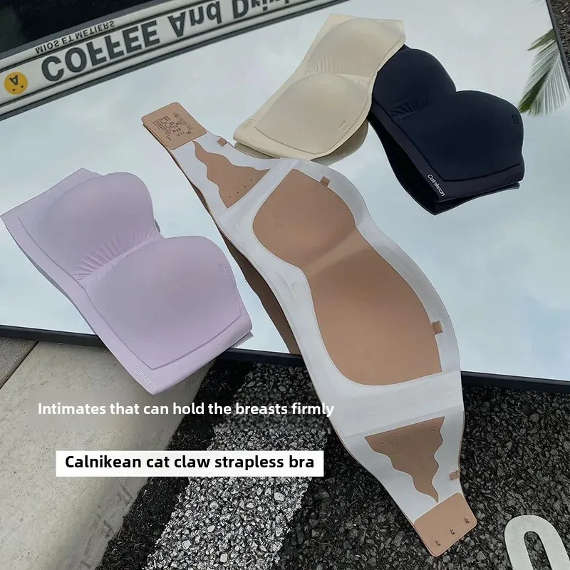 Противоскользящий бюстгальтер без бретелек женский легкий летний тонкий