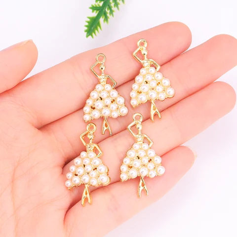 10 шт. шармы RUWENSHU балерина цветок медные