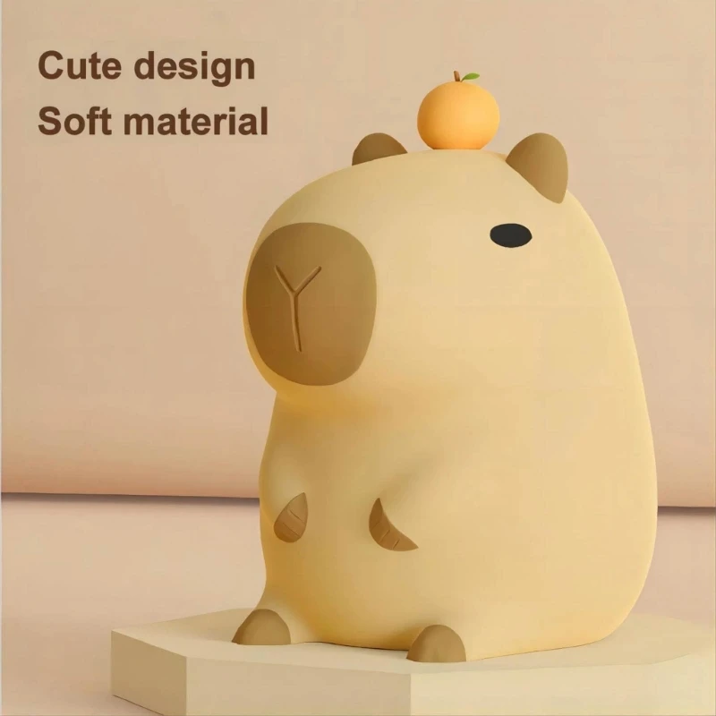 Силиконовая лампа с мультяшными животными, USB аккумуляторная капибара ...