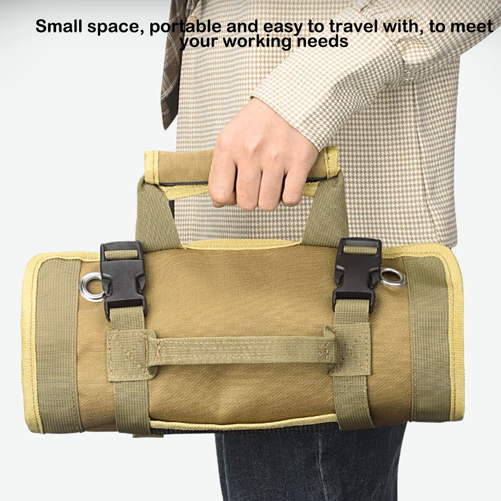 

Oxford Cloth Roll-up Storage Bag Detachable Replacement Lifting Handle Multi-pocket Grinder Pouch Pocket Khaki