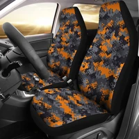 orange camouflage camo abstract art car seat covers pair 2 front seat covers car seat protector car accessories