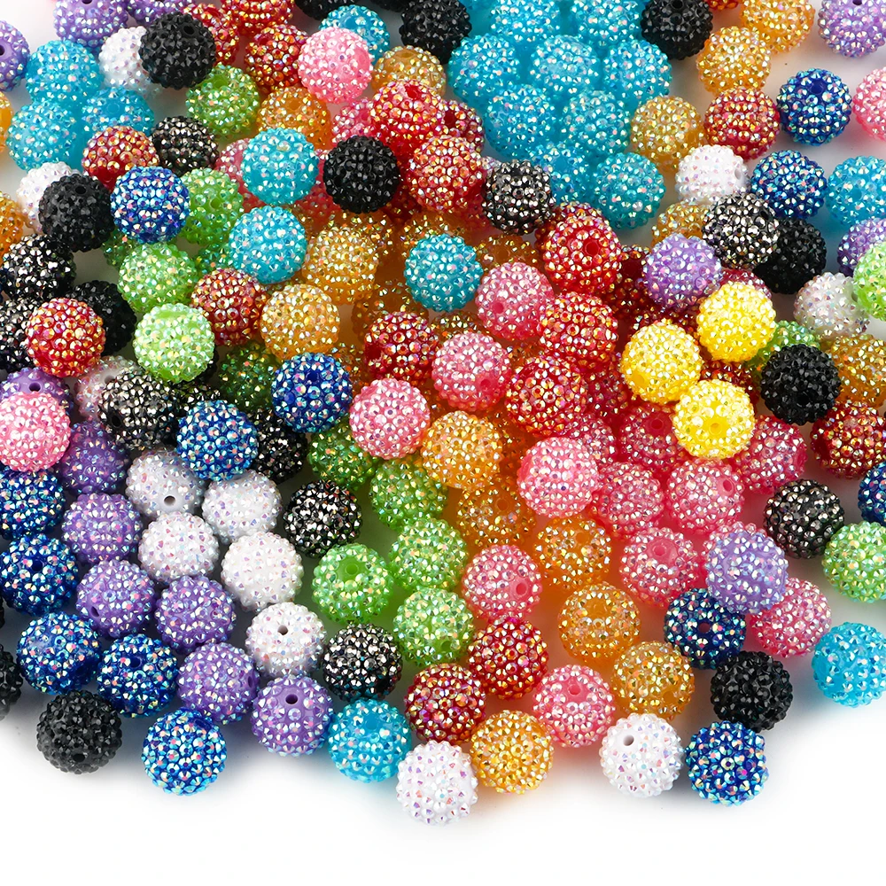 Resin Bayberry Ball 14mm 16mm 20mm Rhinestone Beads Fashion Loose Spacer Beads For Jewelry Making Clothing Decoration Accessory