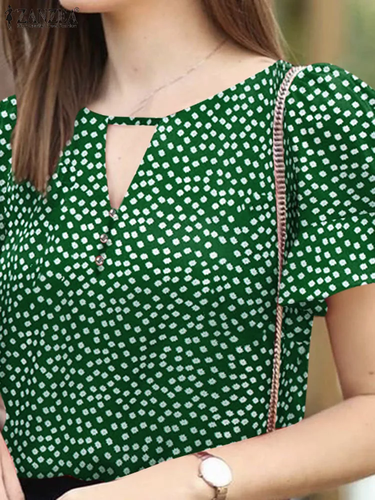 

ZANZEA Summer Casual Floral Printed Blouse Woman Flare Sleeve O-Neck Shirt Female Fashion Holiday Tops Elegant Street Blusas