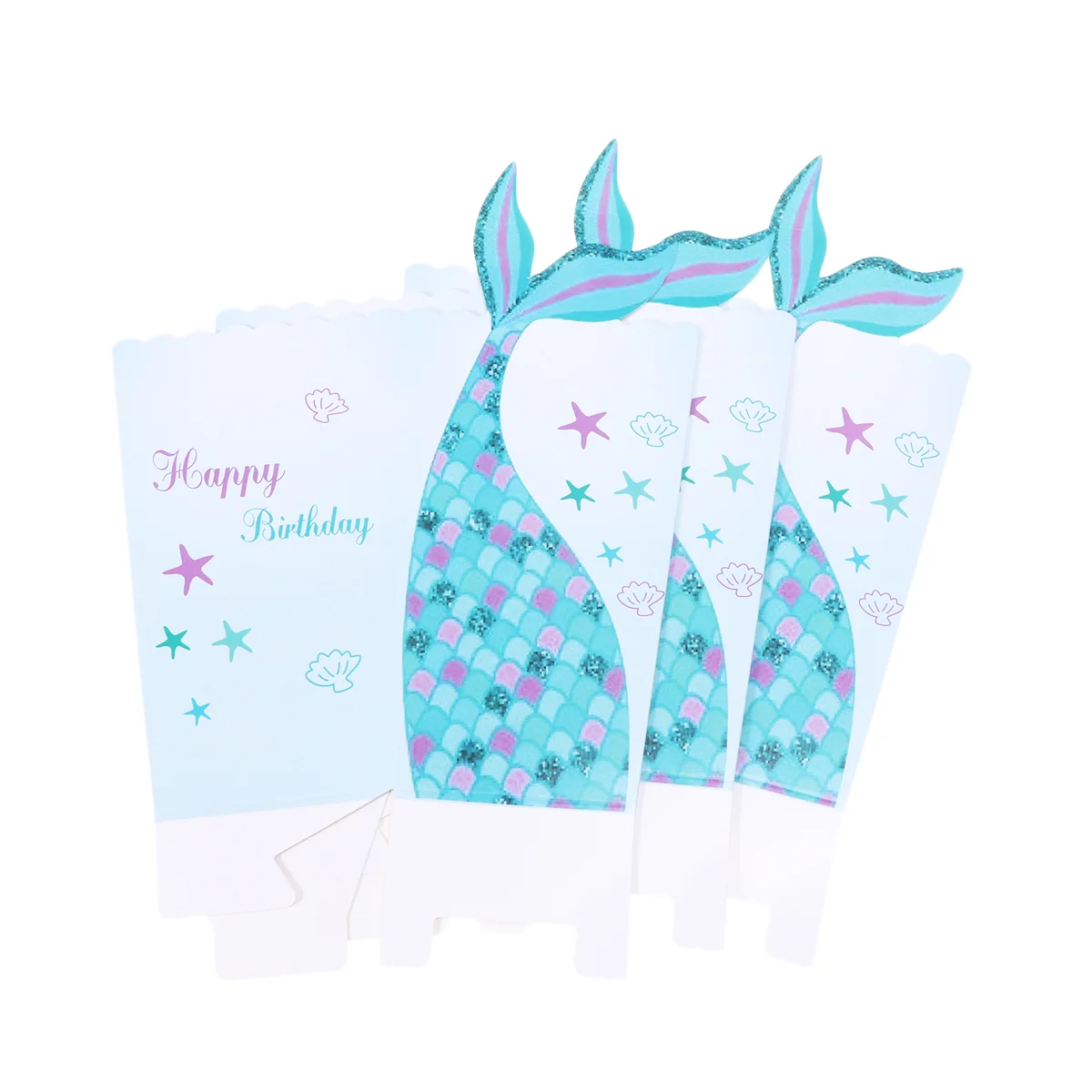 

24pcs Mermaid Popcorn Boxes Printing Party Treat Box Container for Birthday Blue