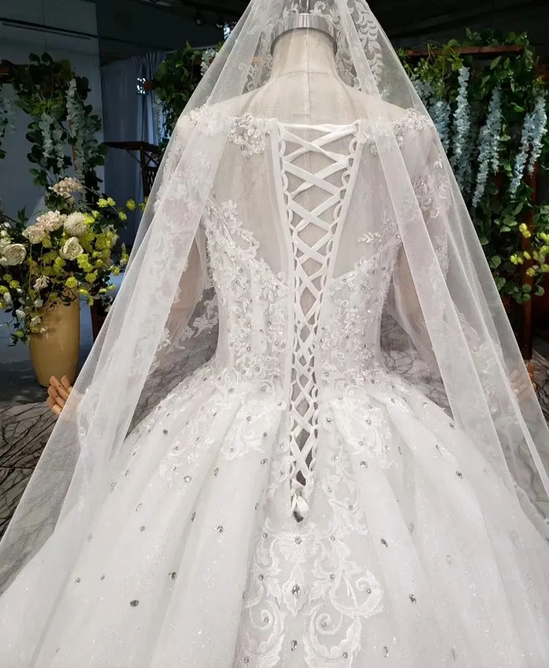 

AIJINGYU Lace Wedding Dress With Long Train Gowns Collection For Woman
