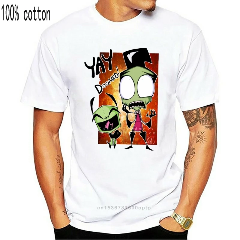 

Футболка мужская повседневная с круглым вырезом, 100% хлопок, модная Базовая рубашка с принтом надписи nice On Invader Zim