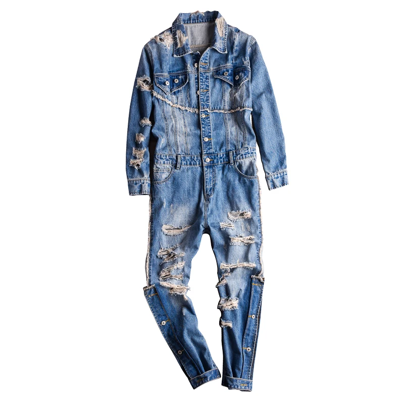 Spring New Fashion Men Brand Jeans Loose Casual Overalls Mens Work Attire Male Personalized Graffiti Jumpsuit High Quality Coat