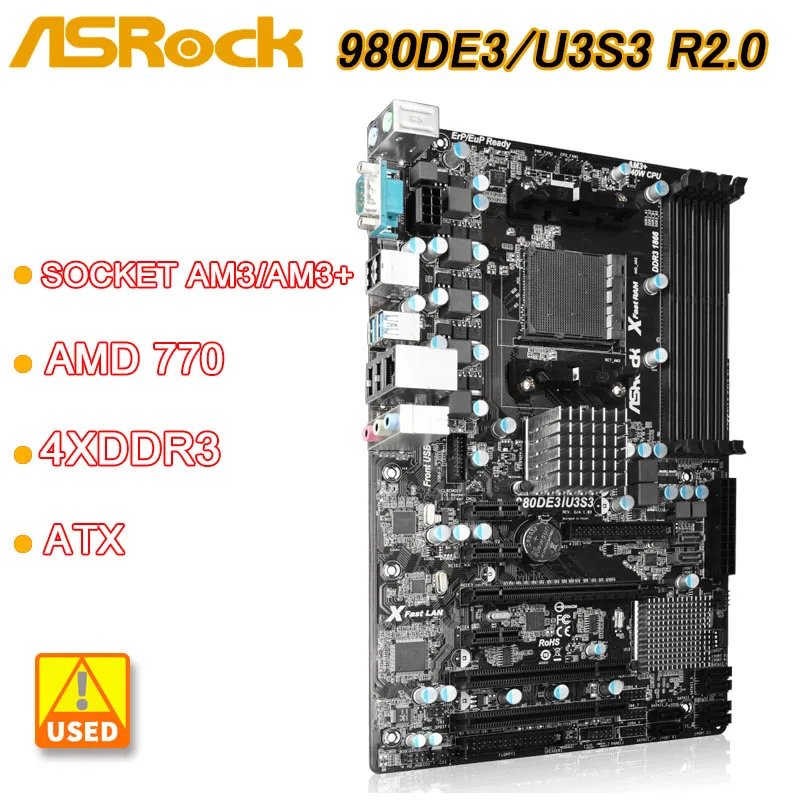 

Asrock 980DE3/U3S3 R2.0 AM3+ Motherboard AMD 770 4xDDR3 32GB 2xSATA USB 3.1 ATX FOR AMD Phenom II X6 X4 X3 X2 CPU