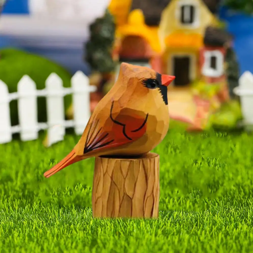 Яркая деревянная Статуэтка птицы из липы ручная резка фигурка газон статуэтка
