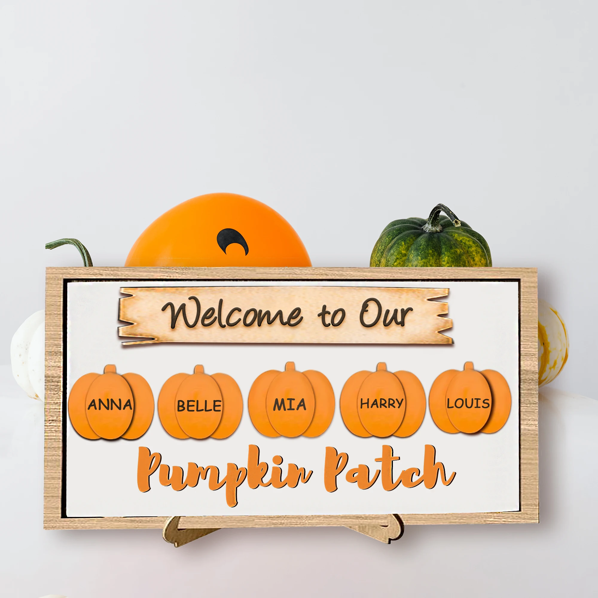 Customizable Text Halloween Wooden Ornament with Pumpkin Trick or Treat Halloween Party Decorations Home Door Hanging Sign