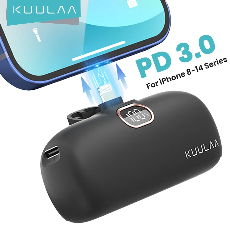 KUULAA mini Power Bank 5000mAh External Battery Fast Charging PowerBank for iPhone 14 13 12 11Pro Max 8 7 Plus Portable Charger