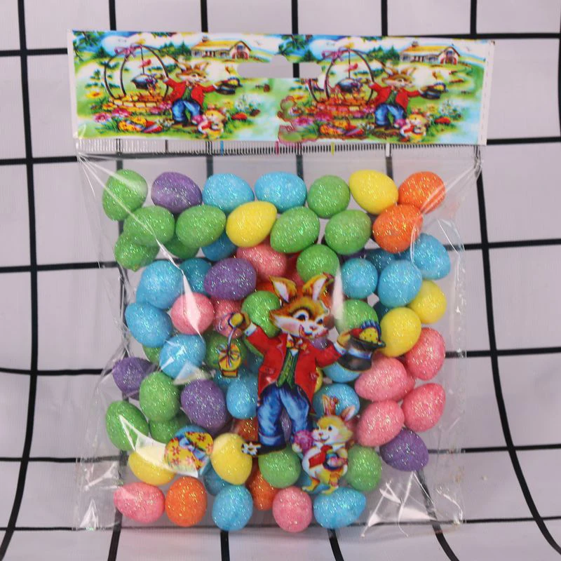 

80pcs/bag Glitter Easter Eggs Colorful Foam Bird Pigeon Eggs DIY Craft Happy Decorations Kids Gifts Home Decor Supplies 15*20mm