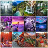 sdoyuno 60x75cm painting by numbers acrylic paints canvas painting scenery diy paint by numbers adults crafts home decor