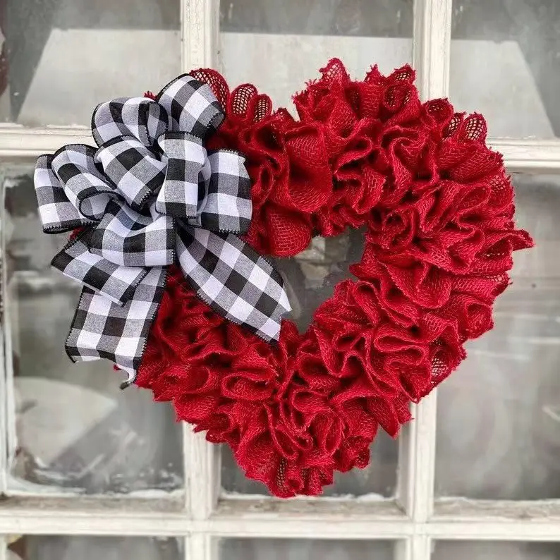 

40cm Valentine's Day Love Heart Door Wreath Happy Valentine Party Decor For Home 2023 Wedding Confession Propose Enganemet Party