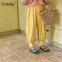 criscky childrens pants 2022 summer new girls casual long pants cotton elastic waist baby candy color casual pants spring fall