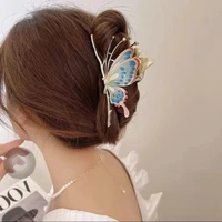new vintage painted butterfly hair claws luxury hair clips for girl women crab large size fashion barrette headwear