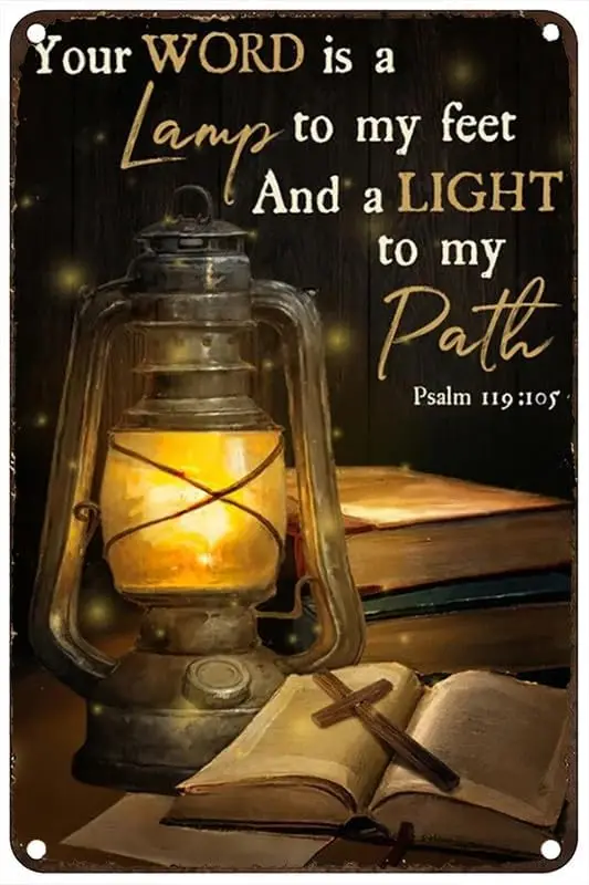 Lntern Your Word s Lmp To My Feet ntge Metl tn Sgn rt Plque Wll Decor Look Funny Gfts for Home Ktchen Grge Bthroom Frm Grden Br