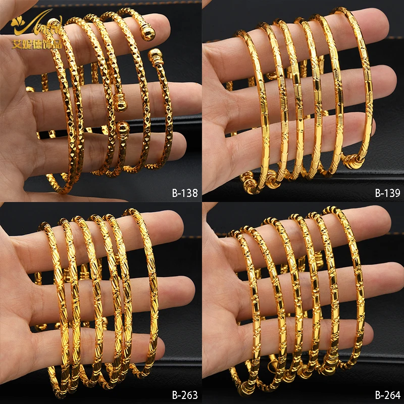 Купи ANIID 4PCS/Lot Indian Jewelry Bangles Arabic Charm Bracelet Nigerian Bridal Wedding Jewellery Gifts Ladies Luxury Copper Bangles за 419 рублей в магазине AliExpress