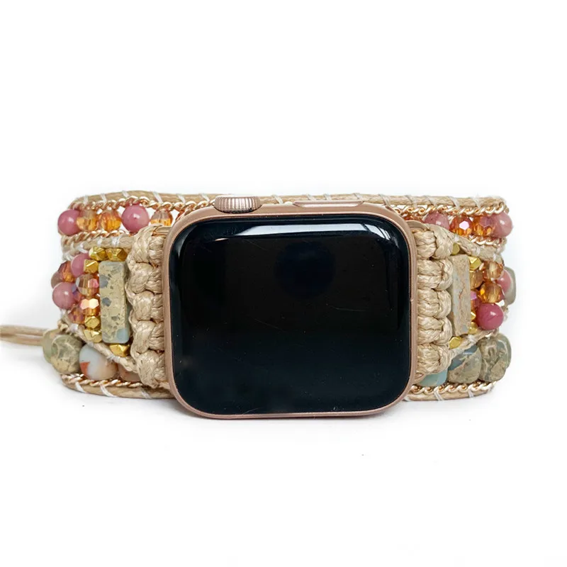Модный богемный многослойный браслет из натурального камня для Apple ремешки часов