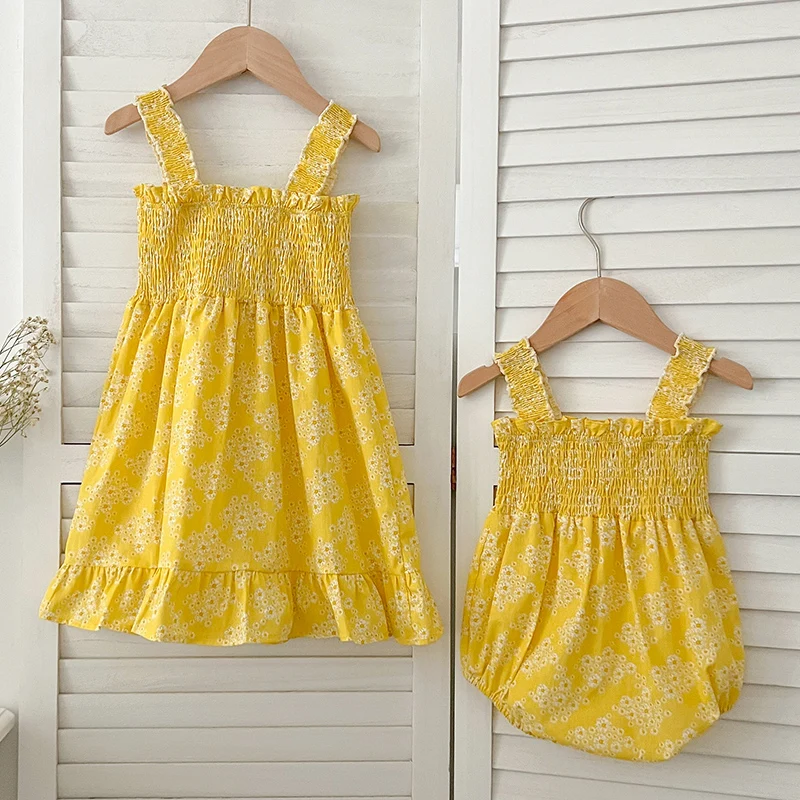Фото Новинка 2024, Летние Боди для маленьких детей, женское платье без рукавов, платье принцессы для девочек, одежда для сестер №4