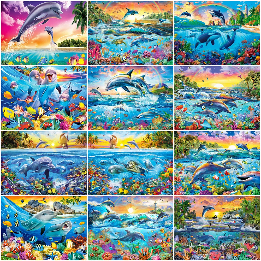 

Алмазная живопись EverShine 5D, дельфин, новая коллекция 2022, бриллиантовые наборы для вышивки крестиком, вышивка, настенное искусство