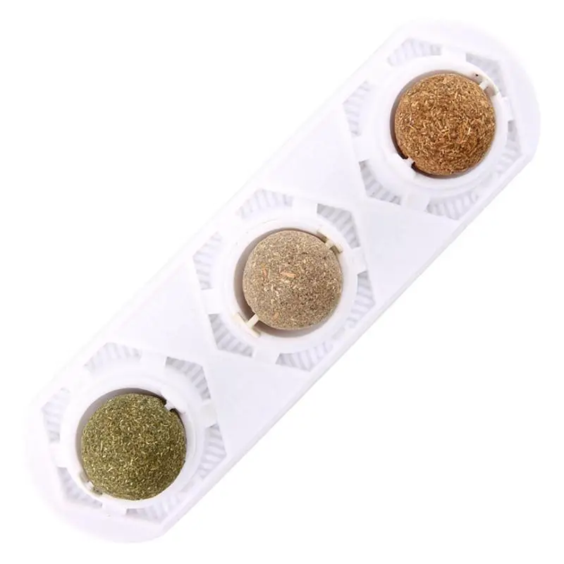 

Cat Mint Ball Toys Indoor Kitten Catnip Balls Wall Toys With Holder Base Kitten Teeth Cleaning Dental Cat Toy For Window Door