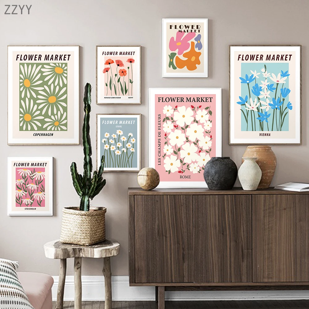 Цветочный магазин, плакаты и принты, эстетика, цветочный подарок, цветочный рынок, Рим, Копенгаген, Вена, Картина на холсте, картины, Декор