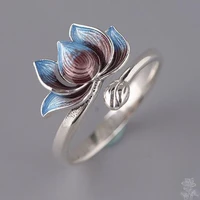 new style hot sale fashion popular ladies creative lotus burnt blue party opening ring whole sale jewelry rings for women