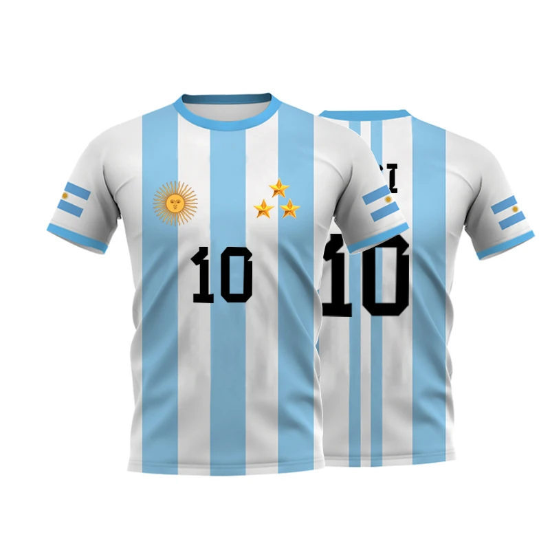 

2023NewArgentina's T -shirt, Short Manga T -shirt With National 3d Flag Emblem Patter