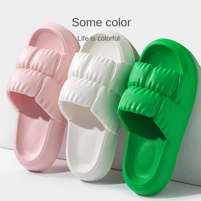 

Летние Нескользящие и износостойкие шлепанцы для мужчин и женщин, для дома и ванной, модные однотонные Повседневные тапочки