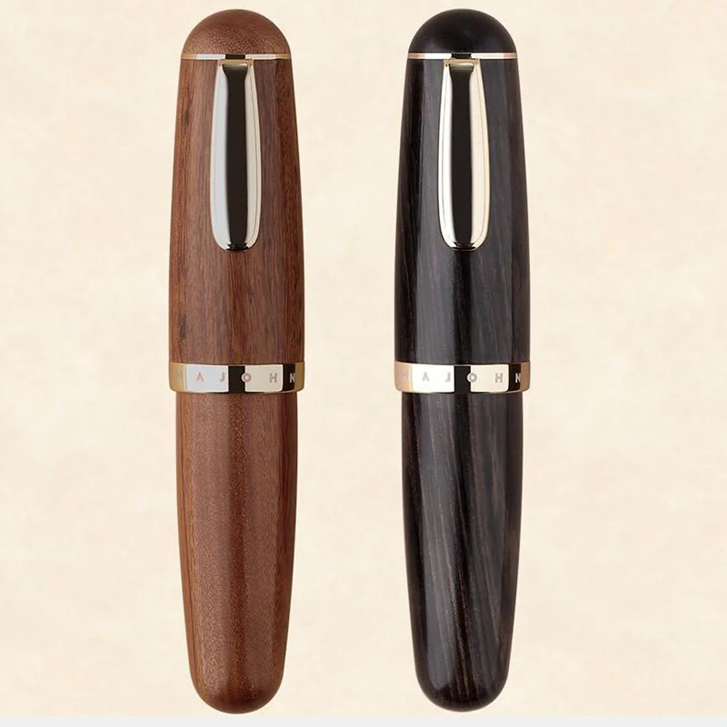 

MAJOHN Mini wooden pen brown/black portable iridium ink pen ef/f nib travel palm short writing gift