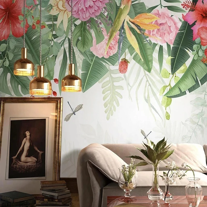 

Custom Any Size Mural Wallpaper Nordic Plants Flowers Pastoral Style Wall Paper Living Room TV Sofa Bedroom Home Decor 3D Fresco