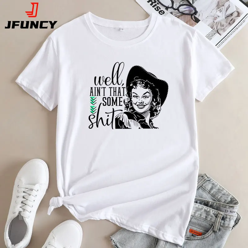 JFUNCY Women's Cotton Tops Short Sleeve Tee Shirt Ladies Oversized T Shirt Female Loose Tshirt Women Fashion Graphic T-shirt