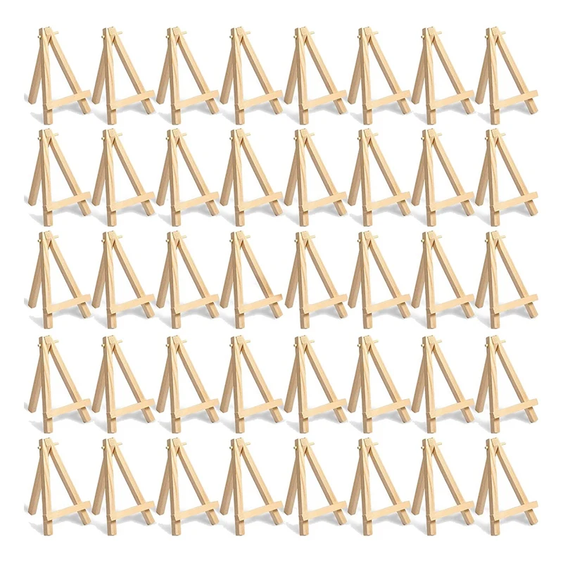 

NEW-60 Pack Mini Wooden Display Stand Natural Wooden Easel Art Craft Painting Triangle Easel Canvas Stand Stand
