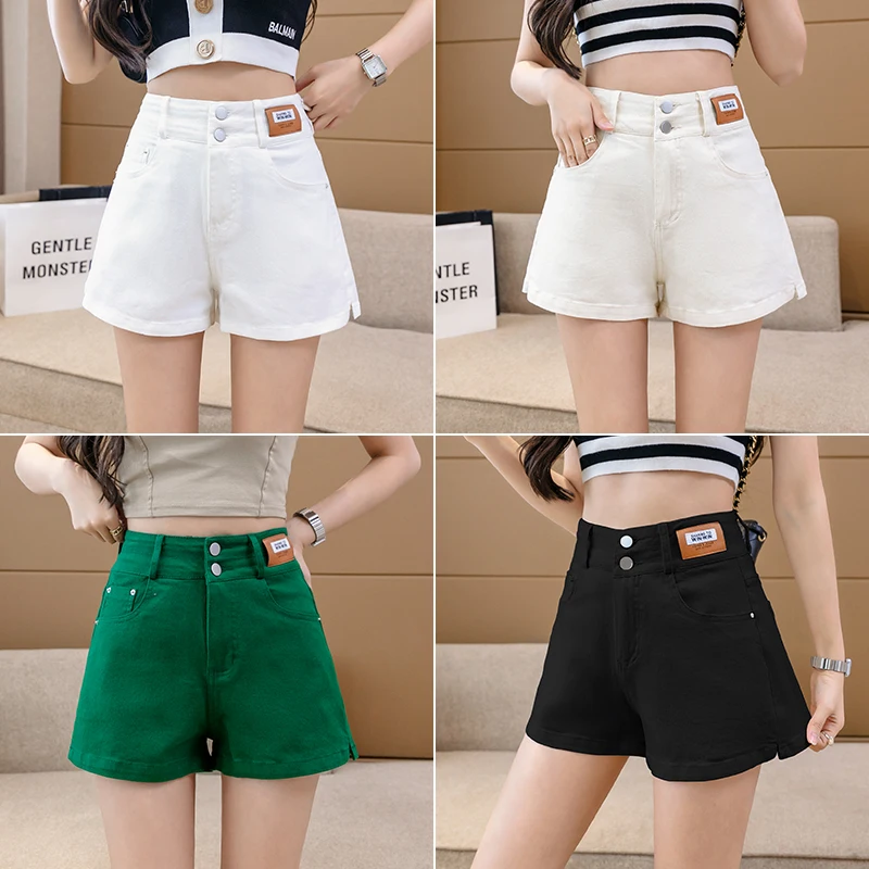 

Women's Ripped High Waist Denim Shorts Casual Pocket Fringe Hole Short Pants Summer