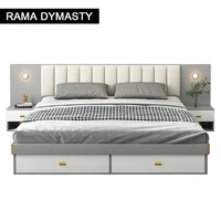 Nordic Tatami High Box Storage Bed Wedding Modern Minimalist Panel King/Queen Size Bedroom Furniture