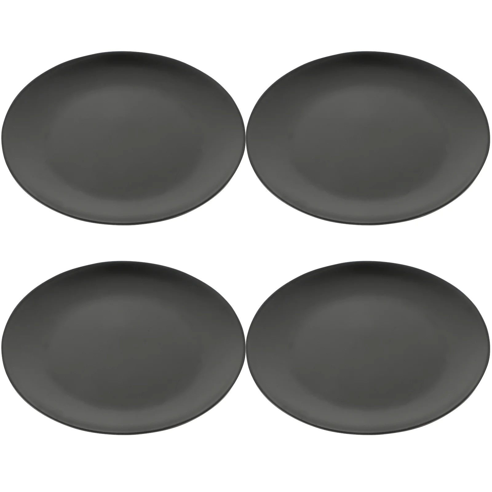 

4 Pcs Black Melamine Plate Round Dish Sushi Tray Cheese Salad Flat Bottom Party Serving Platter