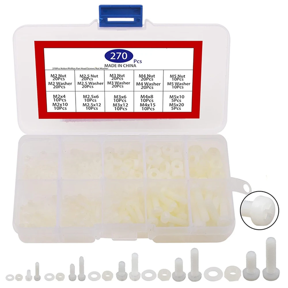 270 шт. Метрическая M2 M2.5 M3 M4 M5 нейлоновая фотогайка