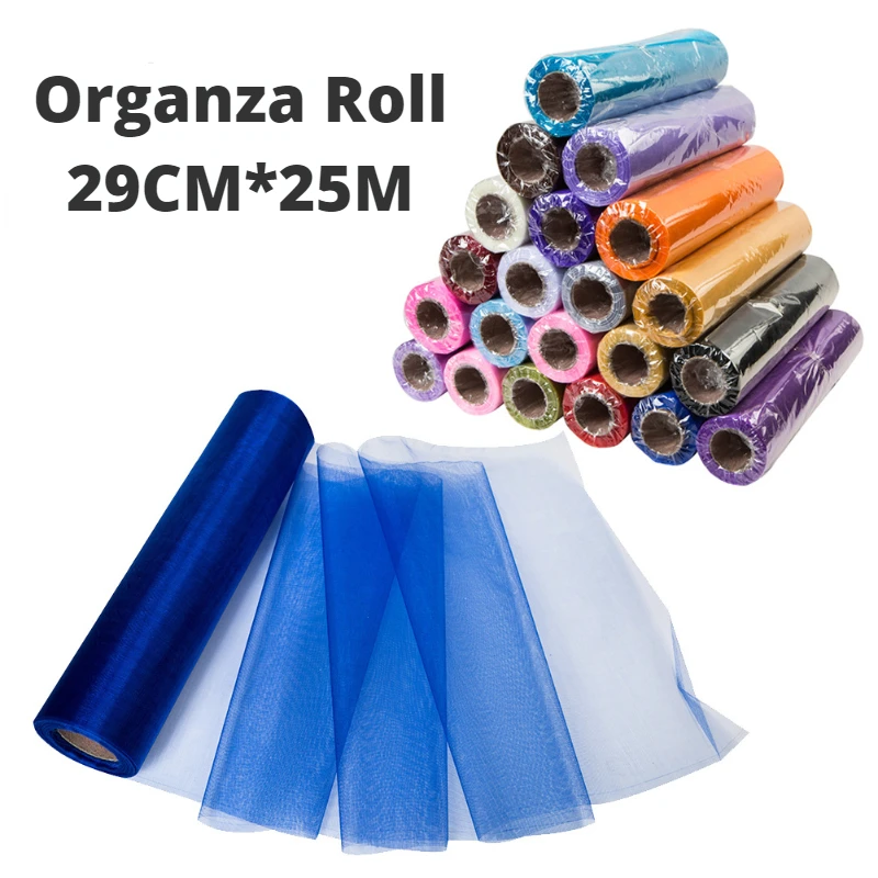 

Sheer Organza Roll 25M X 29cm Tulle Roll Fabric Spool Tutu Wedding Christmas Decoration Baby Shower DIY Birthday Party Supplies