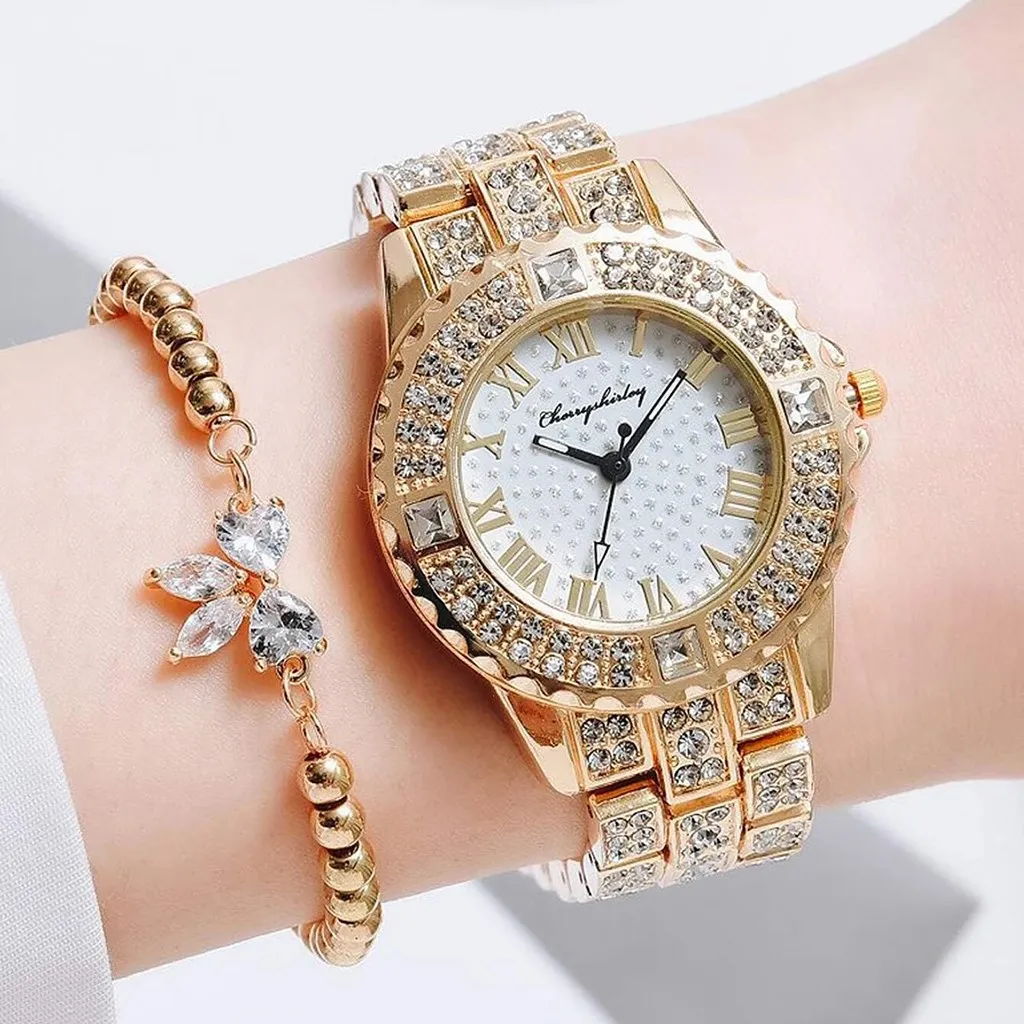 

2022 New Luxury Women Watches Elegant Ladies Stainless Steel Dress Quartz Clock Diaomnd Braceket Clock Relogio Dropshipping