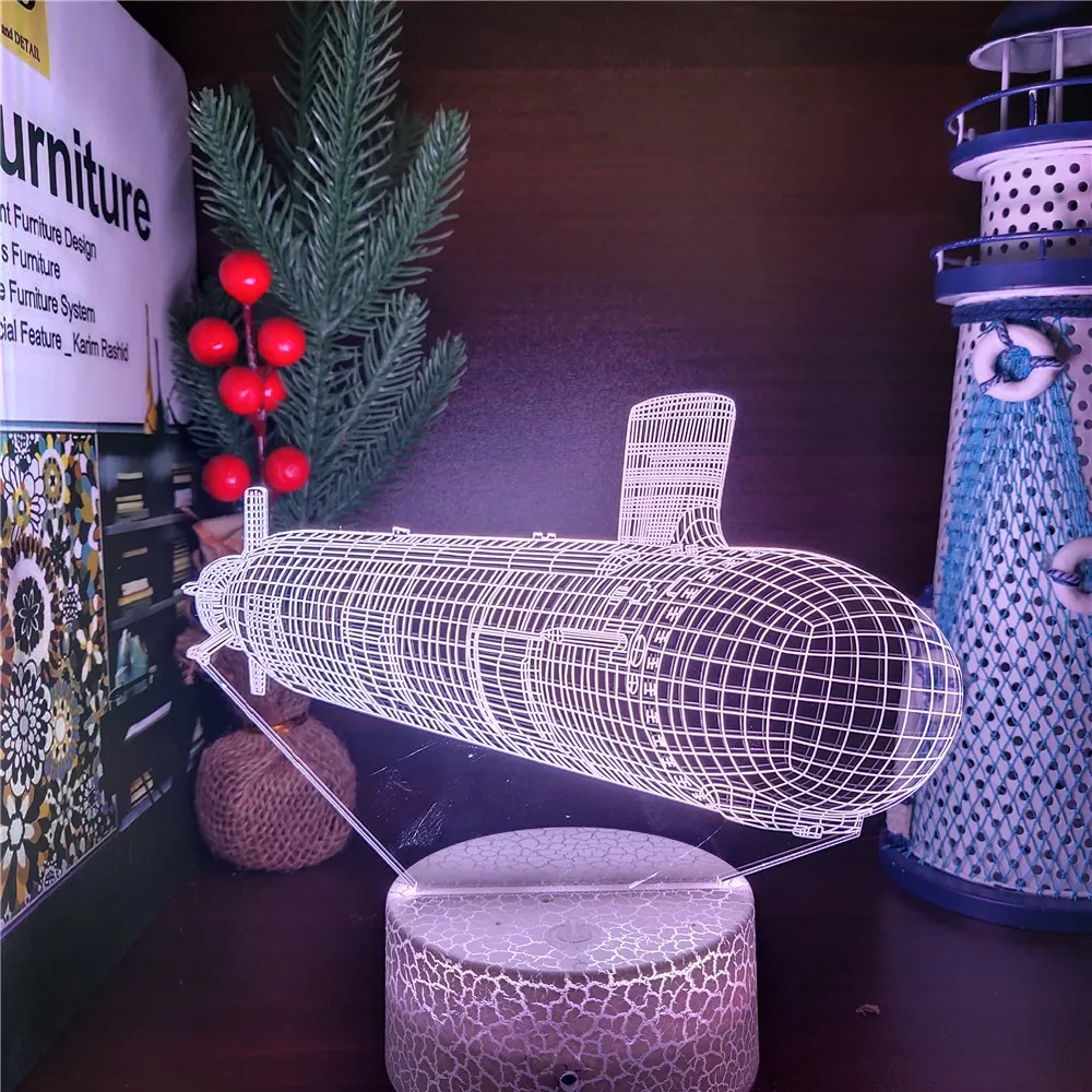 Подводная лодка американского флота Вирджиния класса 3D акриловая Светодиодная