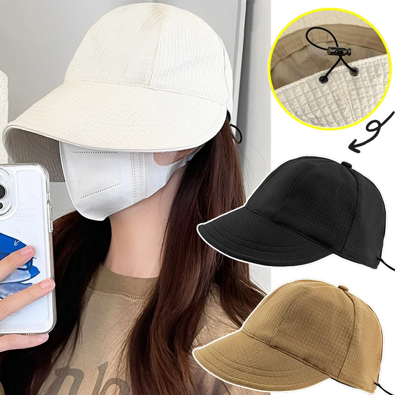 

Summer Sunshade Hat Wide Brim Sun Hats Drawstring Adjustable Foldable Women Men Cap Quick-drying Visors Cap Fisherman Caps