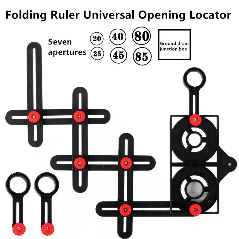 

6//8/12 Fold Tile Hole Locator Aluminium Alloy Angle Ruler Finder Slide Folding Measuring Ruler Protractor Angular Template