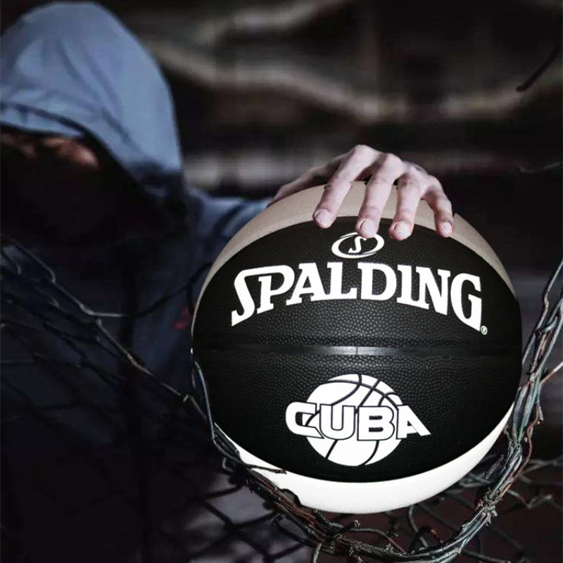 Spalding CUBA League Training Competition 77-407Y PU Leather Indoor Outdoor Match Train Basketball Ball Size 7