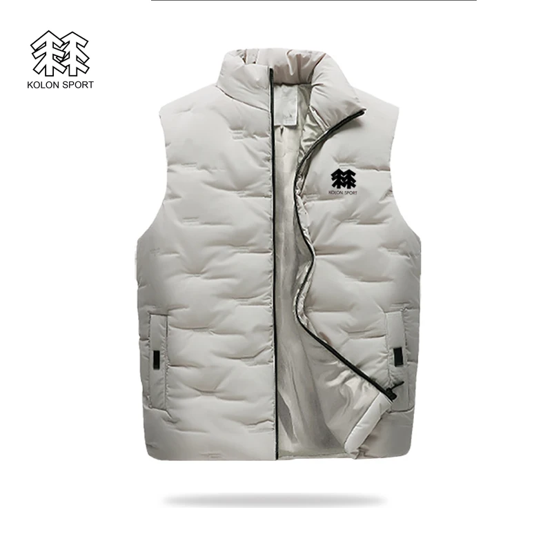 

KOLON SPORT Men Brand Luxury Parker Vest Jacket Sleeveless Men Cotton Filling Coats Ultra Thin Warm Lightweight Man Waistcoat
